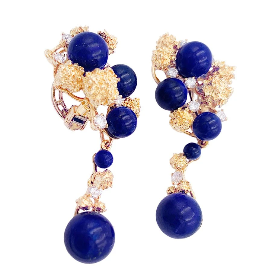 Miller Boucles D'oreilles Clip CHAUMET En Or Jaune, Lapis-lazuli Et Diamants 4 Miller Boucles D'oreilles Clip CHAUMET En Or Jaune, Lapis-lazuli Et Diamants – Image 4