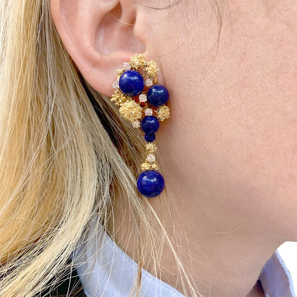 Miller Boucles D'oreilles Clip CHAUMET En Or Jaune, Lapis-lazuli Et Diamants 6 Miller Boucles D'oreilles Clip CHAUMET En Or Jaune, Lapis-lazuli Et Diamants – Image 6