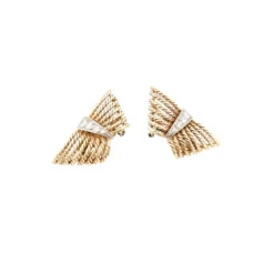 Boucles D'oreilles Clip En Or Jaune Et Diamants -Castafiore Boutique boucles doreilles clip en or jaune et diamants 185303