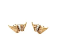 Boucles D'oreilles Clip En Or Jaune Et Diamants