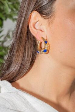Boucles D'oreilles Clip En Or Jaune, Lapis Lazuli Et Diamants -Castafiore Boutique boucles doreilles clip en or jaune lapis lazuli et diamants 612408