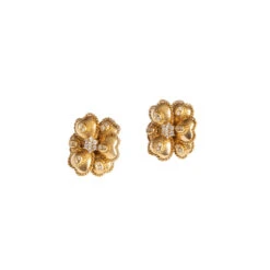 Osprey Boucles D'oreilles Clip Fleurs En Or Jaune Et En Diamants -Castafiore Boutique boucles doreilles clip fleurs en or jaune et en diamants 257569