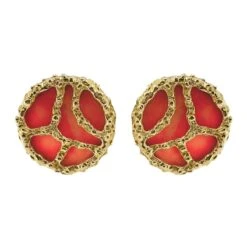 Boucles D'oreilles Clip MAUBOUSSIN En Or Jaune Et Corail