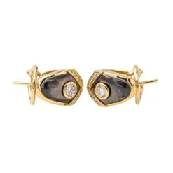 Boucles D'oreilles Clip Or Jaune Diamant En Nacre Noire -Castafiore Boutique boucles doreilles clip or jaune diamant en nacre noire 748695