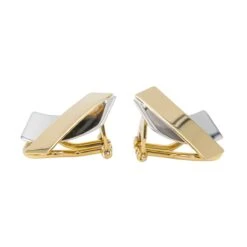 Boucles D'oreilles Clips En Or Jaune Et Blanc -Castafiore Boutique boucles doreilles clips en or jaune et blanc 663064