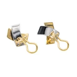 Boucles D'oreilles Clips En Or Jaune Et Blanc -Castafiore Boutique boucles doreilles clips en or jaune et blanc 756222