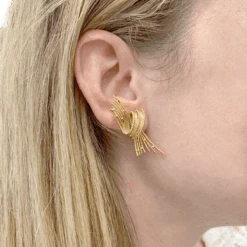 Miller Boucles D'oreilles Clips En Or Jaune Et Perles -Castafiore Boutique boucles doreilles clips en or jaune et perles 8617243