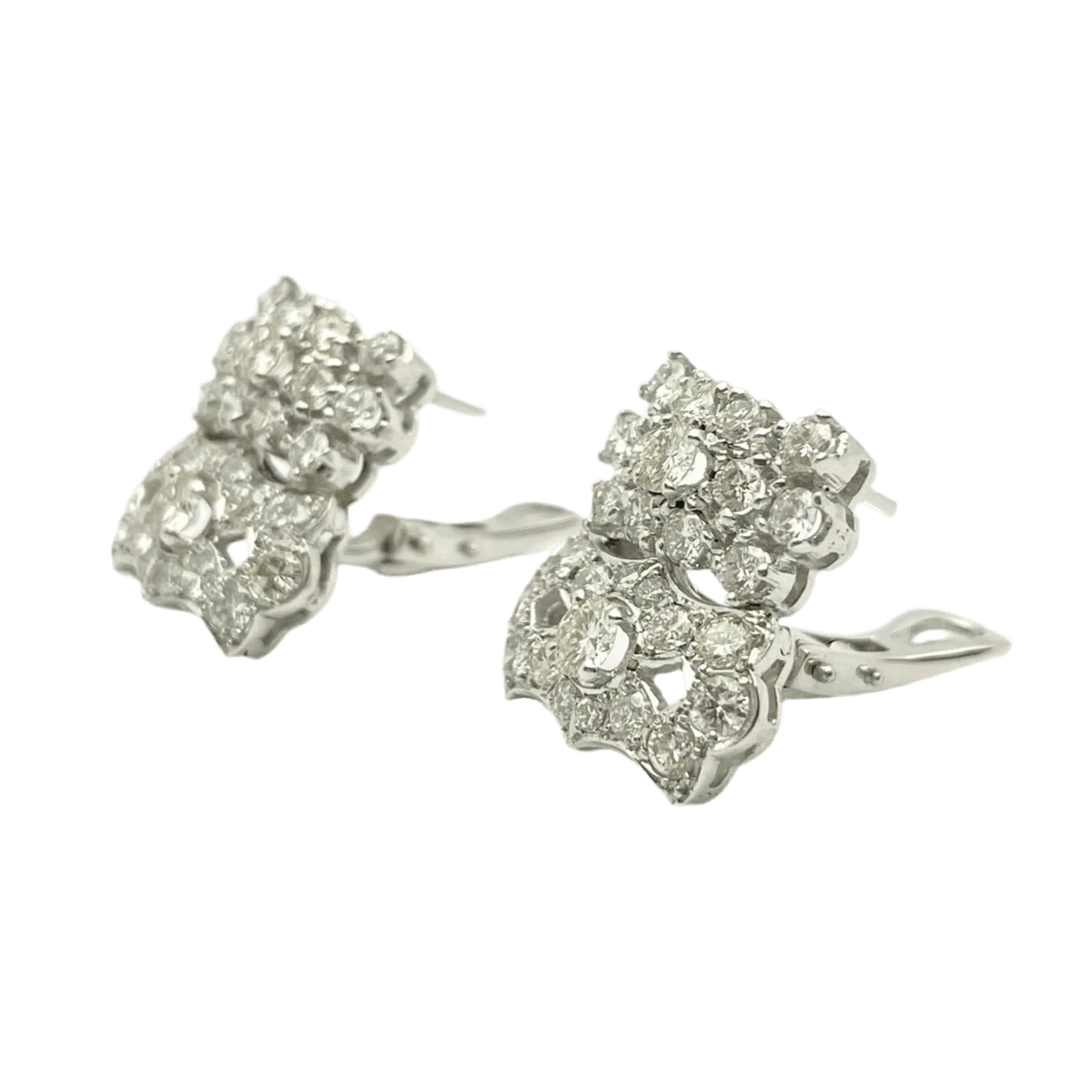 Boucles D'oreilles Clips En Platine Et Diamants 2 Boucles D'oreilles Clips En Platine Et Diamants – Image 2