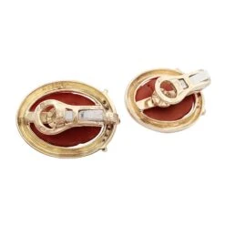 Miller Boucles D'oreilles Clips Or Jaune, Corail Et Diamants. -Castafiore Boutique boucles doreilles clips or jaune corail et diamants 359642