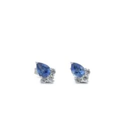 Boucles D'oreilles Clous En Or Blanc, Saphir Et Diamants 6 Boucles D'oreilles Clous En Or Blanc, Saphir Et Diamants -Castafiore Boutique boucles doreilles clous en or blanc saphir et diamants 420522
