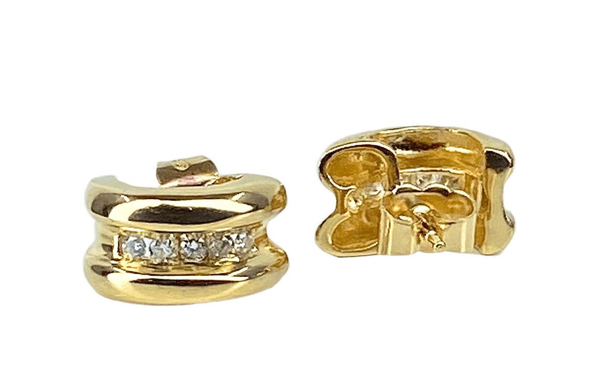 Boucles D'oreilles Clous En Or Jaune Et Diamants 2 Boucles D'oreilles Clous En Or Jaune Et Diamants – Image 2