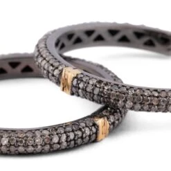 Boucles D'oreilles Créole En Or Jaune Et Argent Pavées Diamants -Castafiore Boutique boucles doreilles creole en or jaune et argent pavees diamants 357423