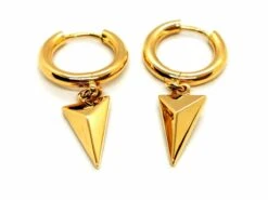 Boucles D'oreilles Créoles à Breloque Géométrique En Or Jaune