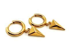 Boucles D'oreilles Créoles à Breloque Géométrique En Or Jaune -Castafiore Boutique boucles doreilles creoles a breloque geometrique en or jaune 447064