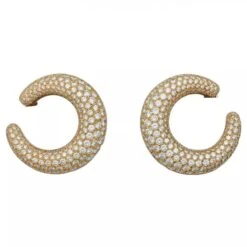 Miller Boucles D'oreilles Créoles CARTIER En Or Jaune, Diamants -Castafiore Boutique boucles doreilles creoles cartier en or jaune diamants 269878