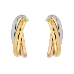 Boucles D'oreilles Créoles CARTIER "Trinity" En Trois Ors