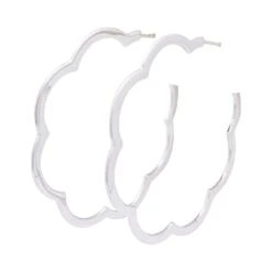 Miller Boucles D'oreilles Créoles CHANEL "Profil De Camélia" En Or Blanc