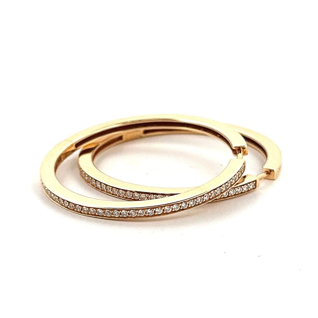 Boucles D'oreilles Créoles COURBET En Or Jaune Et Diamants 2 Boucles D'oreilles Créoles COURBET En Or Jaune Et Diamants – Image 2