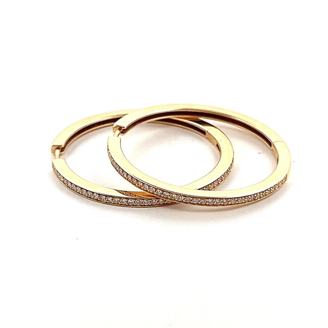 Boucles D'oreilles Créoles COURBET En Or Jaune Et Diamants 3 Boucles D'oreilles Créoles COURBET En Or Jaune Et Diamants – Image 3