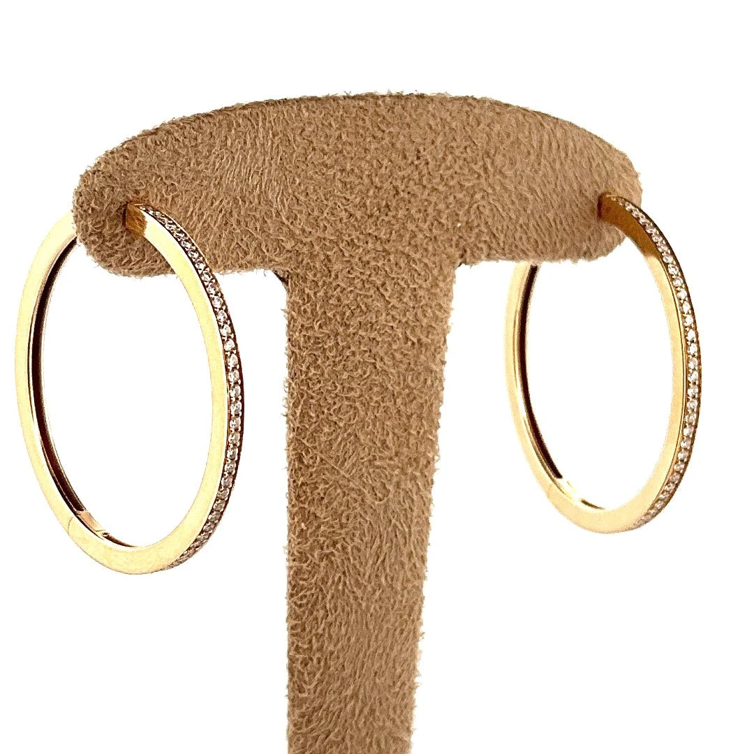 Boucles D'oreilles Créoles COURBET En Or Jaune Et Diamants 5 Boucles D'oreilles Créoles COURBET En Or Jaune Et Diamants – Image 5