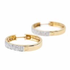 Boucles D'oreilles Créoles En 2 Ors Et Diamants -Castafiore Boutique boucles doreilles creoles en 2 ors et diamants 901743