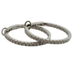 Boucles D'oreilles Créoles En Or Blanc Et Diamant -Castafiore Boutique boucles doreilles creoles en or blanc et diamant 907450