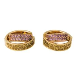 Boucles D'oreilles Créoles En Or Jaune Et Saphirs -Castafiore Boutique boucles doreilles creoles en or jaune et saphirs 969588