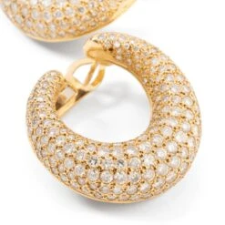 Boucles D'oreilles Créoles En Or Jaune Pavées De Diamants 12 Boucles D'oreilles Créoles En Or Jaune Pavées De Diamants -Castafiore Boutique boucles doreilles creoles en or jaune pavees de diamants 134132