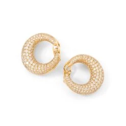 Boucles D'oreilles Créoles En Or Jaune Pavées De Diamants 13 Boucles D'oreilles Créoles En Or Jaune Pavées De Diamants -Castafiore Boutique boucles doreilles creoles en or jaune pavees de diamants 618645