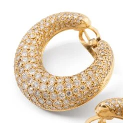 Boucles D'oreilles Créoles En Or Jaune Pavées De Diamants 11 Boucles D'oreilles Créoles En Or Jaune Pavées De Diamants -Castafiore Boutique boucles doreilles creoles en or jaune pavees de diamants 733746