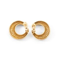 Boucles D'oreilles Créoles En Or Jaune Pavées De Diamants 9 Boucles D'oreilles Créoles En Or Jaune Pavées De Diamants -Castafiore Boutique boucles doreilles creoles en or jaune pavees de diamants 807569