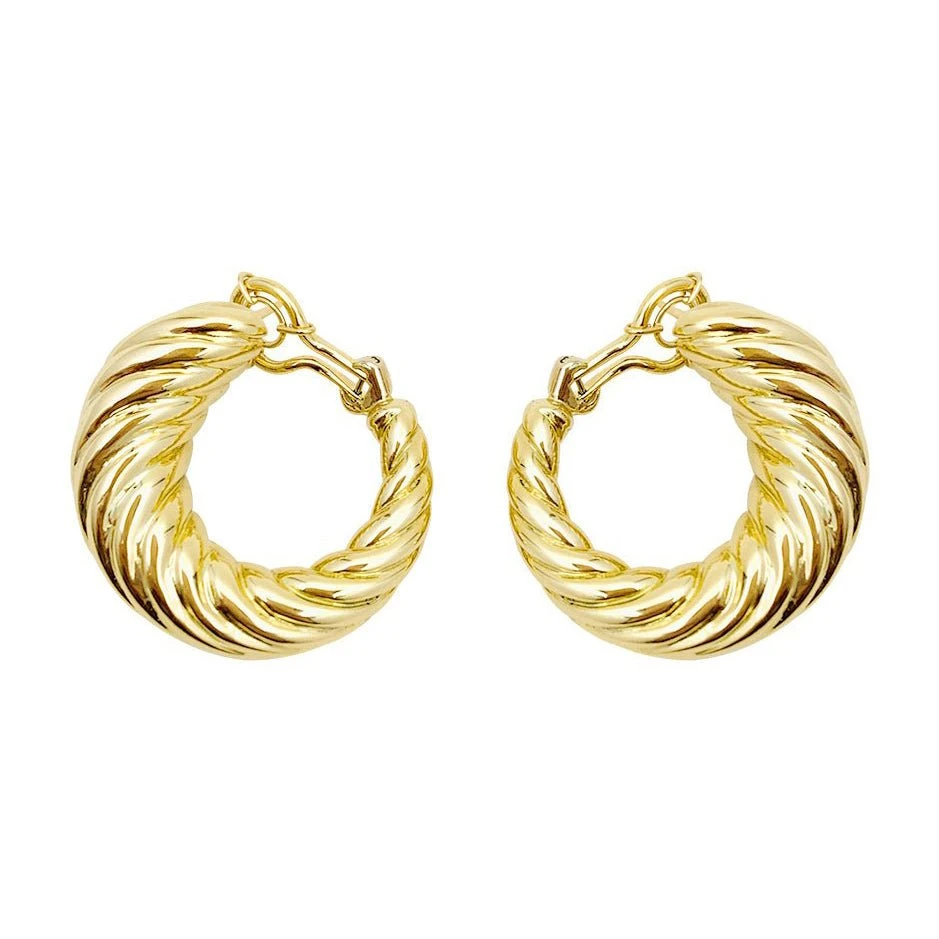 Miller Boucles D'oreilles Créoles En Or Jaune Torsadé 1 Miller Boucles D'oreilles Créoles En Or Jaune Torsadé