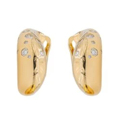 Boucles D'oreilles Créoles FRED En Or Jaune Et Diamant