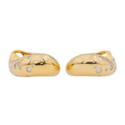 Boucles D'oreilles Créoles FRED En Or Jaune Et Diamant -Castafiore Boutique boucles doreilles creoles fred mouvementee en or jaune et diamant 856952