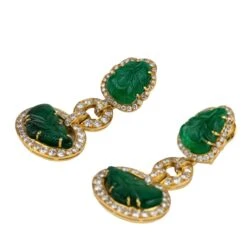 Boucles D'oreilles Pendantes DAVID WEBB Feuilles En Or Jaune, émeraudes Et Diamants 9 Boucles D'oreilles Pendantes DAVID WEBB Feuilles En Or Jaune, émeraudes Et Diamants -Castafiore Boutique boucles doreilles david webb 887577