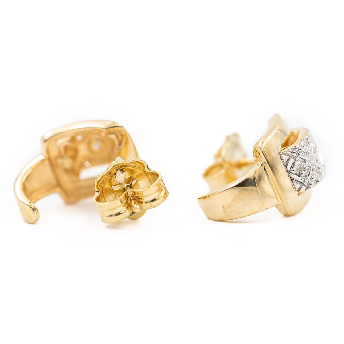 Boucles D'oreilles Demi-Créoles En 2 Ors Et Diamants 2 Boucles D'oreilles Demi-Créoles En 2 Ors Et Diamants – Image 2