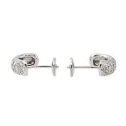 Boucles D'oreilles Demi Créoles Or Blanc Diamant -Castafiore Boutique boucles doreilles demi creoles or blanc diamant 903734