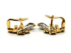 Boucles D'oreilles Dormeuses En Deux Ors, Diamants Et Saphirs -Castafiore Boutique boucles doreilles dormeuses en 2 ors diamants et saphirs 444872