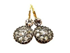 Boucles D'oreilles Dormeuses En 2 Ors Et Diamant