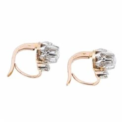 Boucles D'oreilles Dormeuses En Or Blanc, Or Rose Et Diamants -Castafiore Boutique boucles doreilles dormeuses en 2 ors et diamants 573104