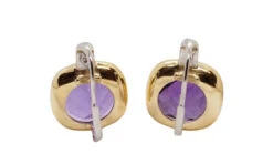 Boucles D'oreilles Dormeuses En Or Jaune, Améthyste Et Diamant -Castafiore Boutique boucles doreilles dormeuses en or jaune amethyste et diamant 135384