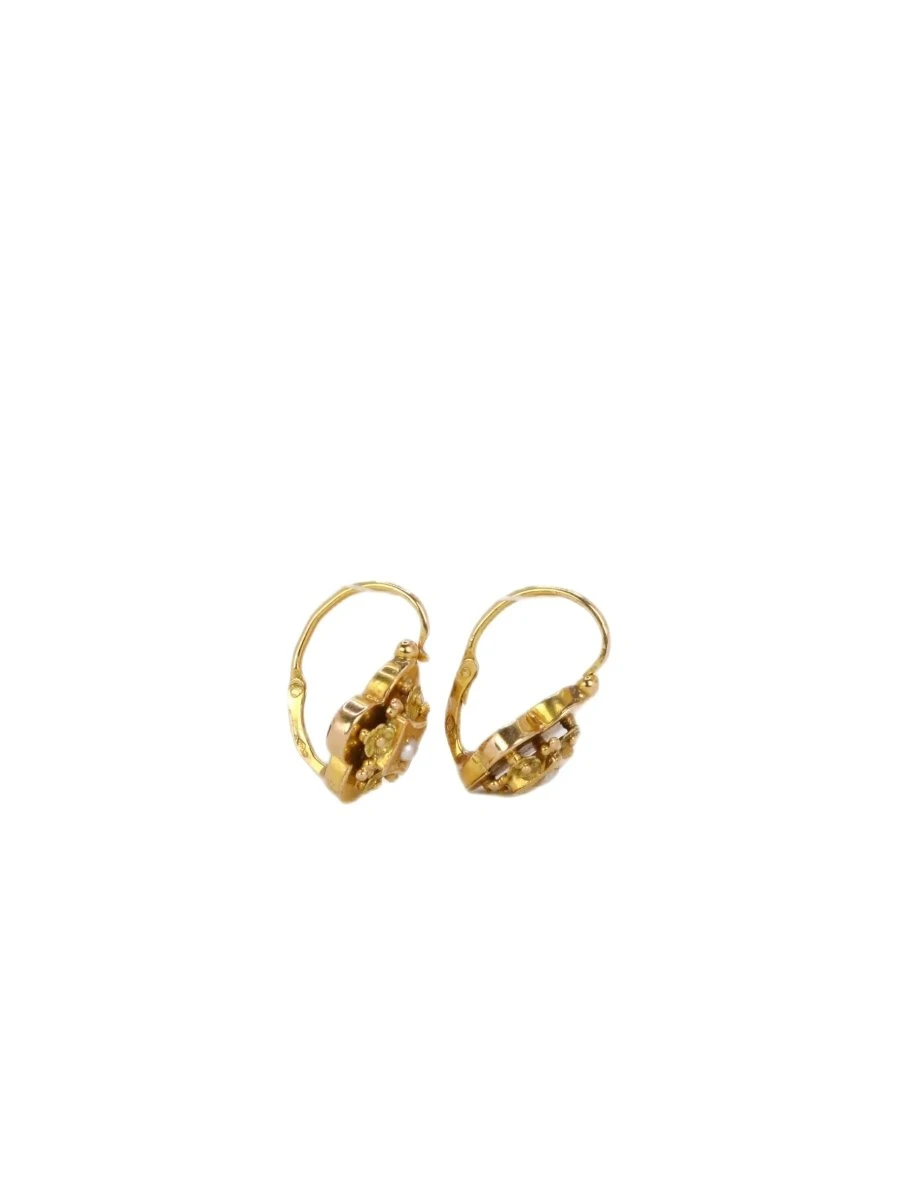 Boucles D'oreilles Dormeuses En Or Jaune Et Perles Fines 5 Boucles D'oreilles Dormeuses En Or Jaune Et Perles Fines – Image 5