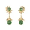 Boucles D'oreilles Dormeuses En Or Jaune, Jade Jadéite Et Diamants -Castafiore Boutique boucles doreilles dormeuses en or jaune jade jadeite et diamants 682288