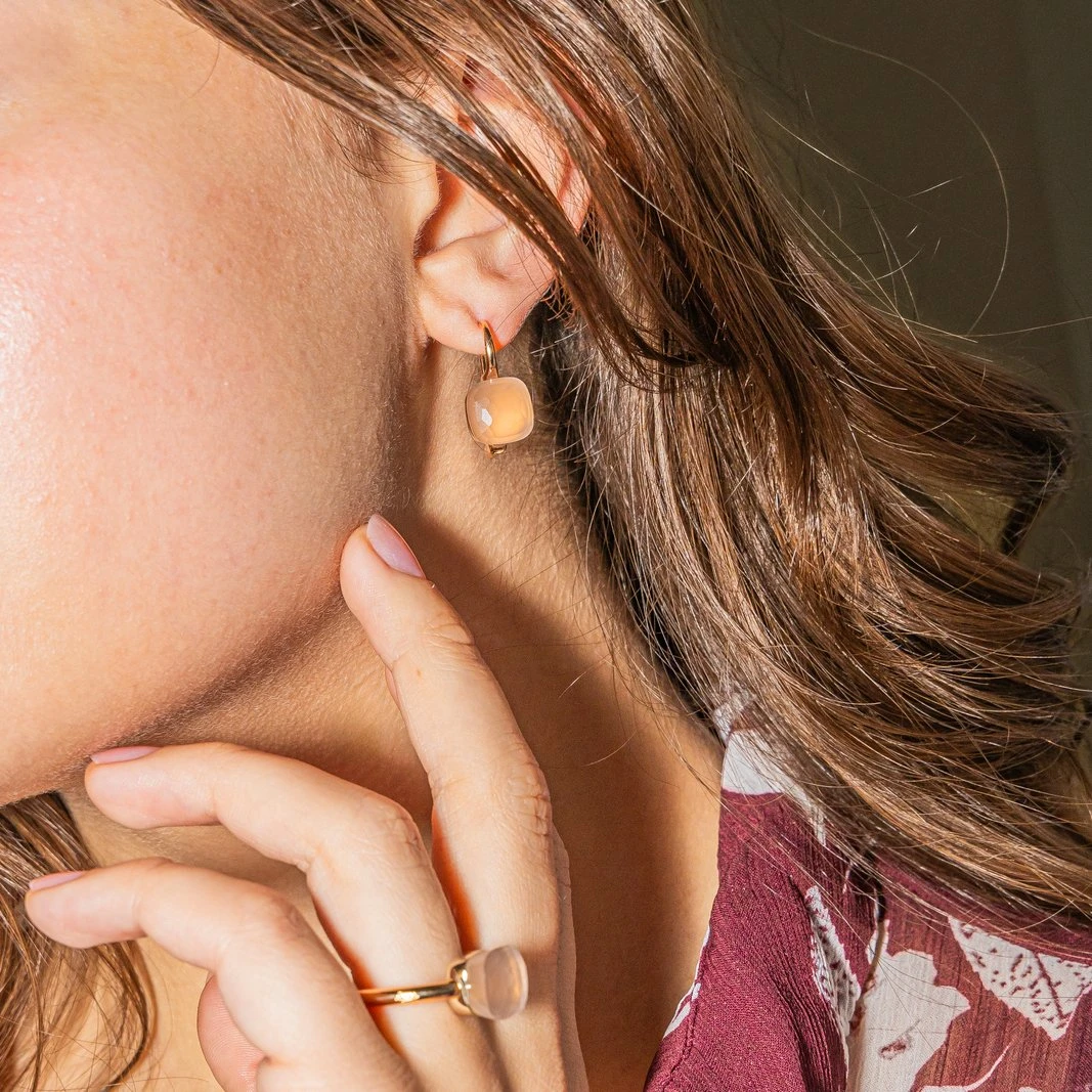 Boucles D'oreilles Dormeuses POMELLATO "Nudo" En Or Rose Et Quartz 8 Boucles D'oreilles Dormeuses POMELLATO "Nudo" En Or Rose Et Quartz – Image 8