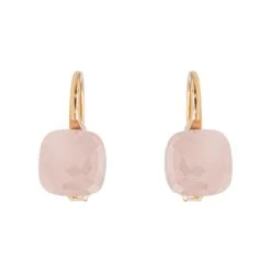 Boucles D'oreilles Dormeuses POMELLATO "Nudo" En Or Rose Et Quartz