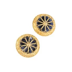 Boucles D'oreilles ILIAS LALAOUNIS En Or Jaune Et Sodalite -Castafiore Boutique boucles doreilles du createur grec ilias lalaounis en or et sodalite 902649