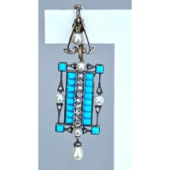 Boucles D’oreilles En Or 18 Carats Et Argent, Turquoises, Diamants, Perles Fines Vers 1880 10 Boucles D’oreilles En Or 18 Carats Et Argent, Turquoises, Diamants, Perles Fines Vers 1880 -Castafiore Boutique boucles doreilles en or 18 carats et argent turquoises diamants perles fines vers 1880 235509