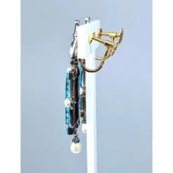 Boucles D’oreilles En Or 18 Carats Et Argent, Turquoises, Diamants, Perles Fines Vers 1880 12 Boucles D’oreilles En Or 18 Carats Et Argent, Turquoises, Diamants, Perles Fines Vers 1880 -Castafiore Boutique boucles doreilles en or 18 carats et argent turquoises diamants perles fines vers 1880 894963