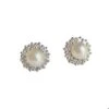 Boucles D'oreilles Puces En Or Blanc, Perle Et Diamants -Castafiore Boutique boucles doreilles en or blanc 18k perles et diamants 639540