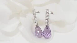 Boucles D'oreilles En Or Blanc, Améthystes Et Diamants -Castafiore Boutique boucles doreilles en or blanc amethystes et diamants 944808